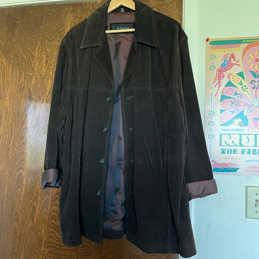 St. John's Bay Women's Dark Brown Suede Button Coat